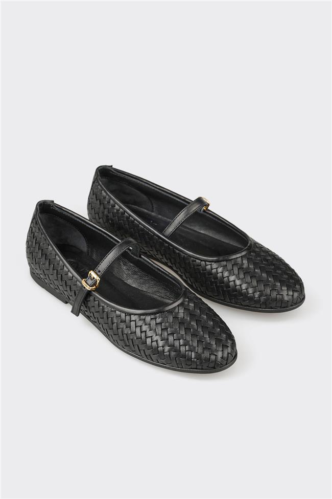 Siyah Deri Kadın Günlük Ayakkabı