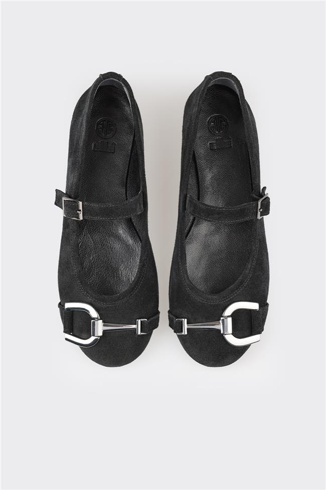 Siyah Deri Kadın Günlük Ayakkabı