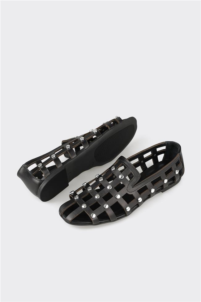 Siyah Deri Kadın Günlük Ayakkabı