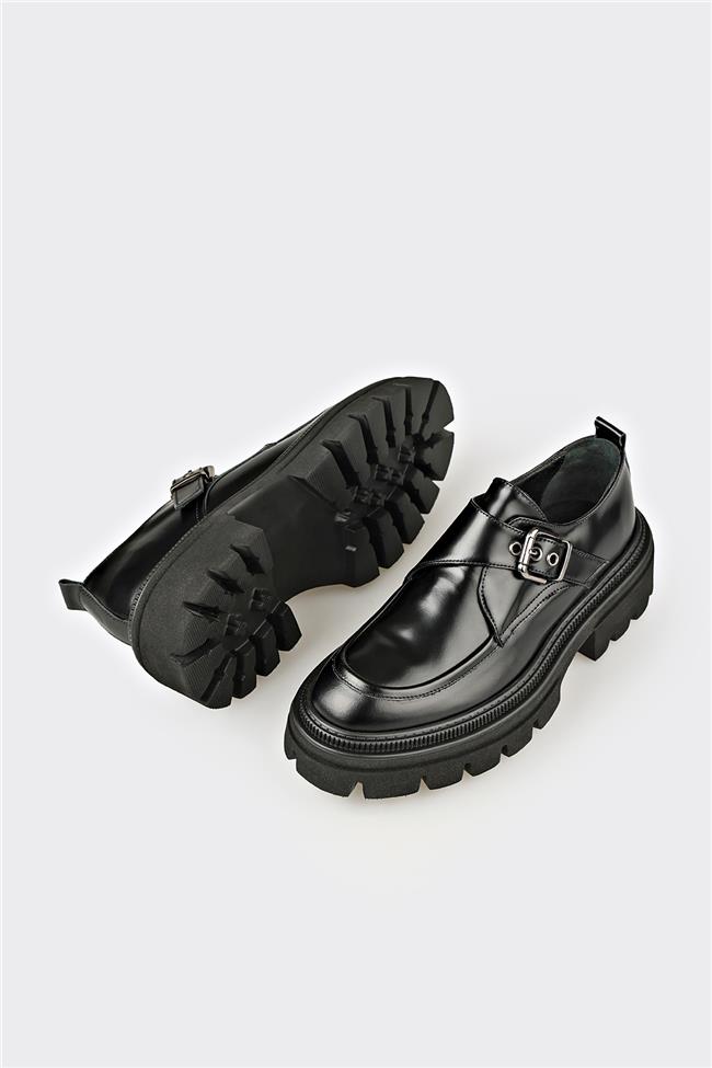 Siyah Deri Kadın Günlük Ayakkabı