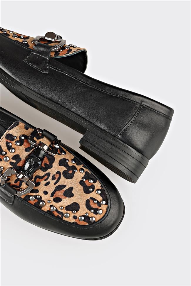 Siyah Deri Kadın Günlük Ayakkabı