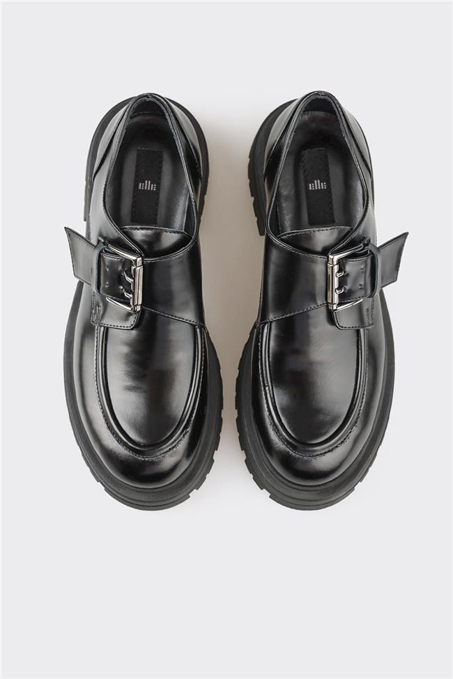 Siyah Deri Kadın Günlük Ayakkabı