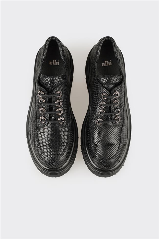 Siyah Deri Kadın Günlük Ayakkabı