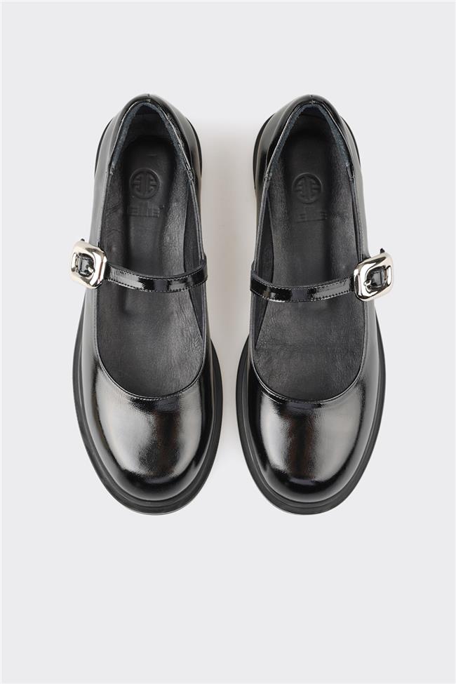 Siyah Deri Kadın Günlük Ayakkabı