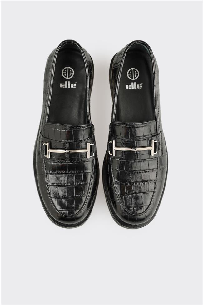 Siyah Deri Kadın Günlük Ayakkabı