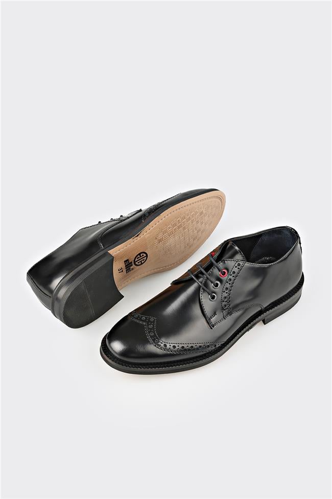 Siyah Deri Kadın Günlük Ayakkabı