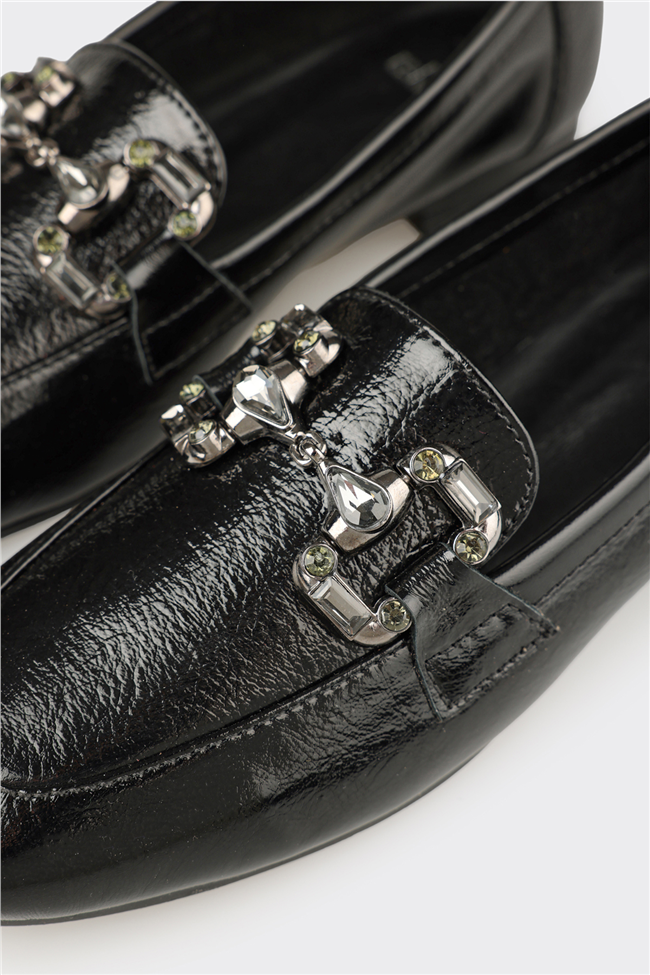 Siyah Deri Kadın Günlük Ayakkabı