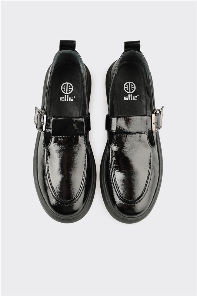 Siyah Deri Kadın Günlük Ayakkabı