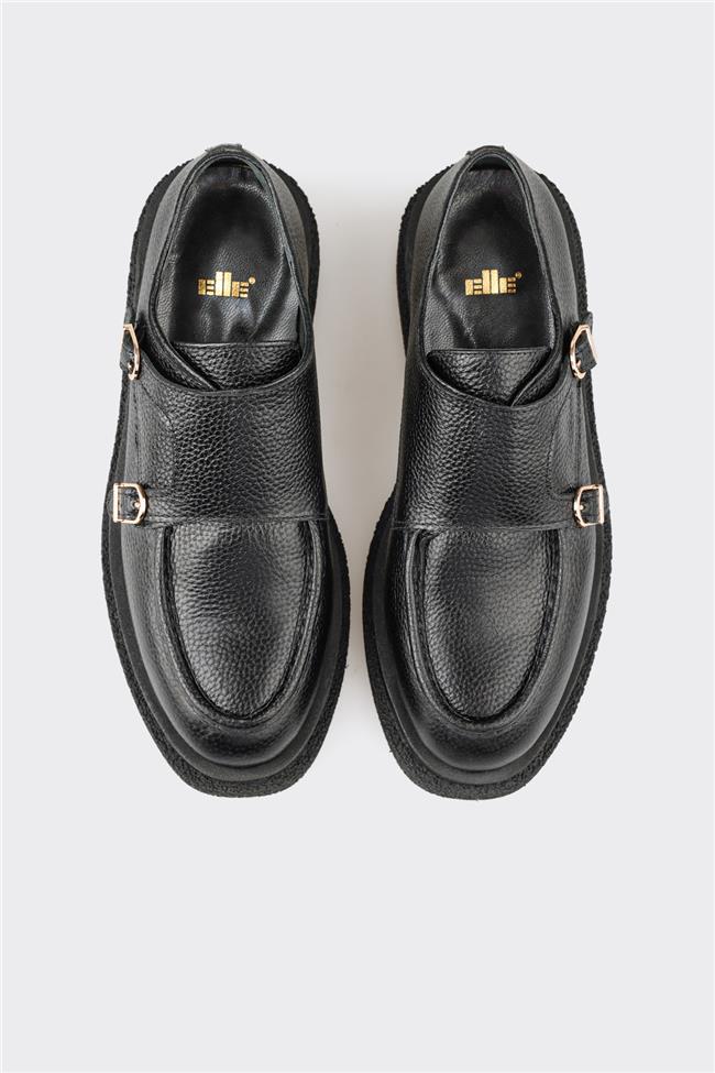 Siyah Deri Kadın Günlük Ayakkabı