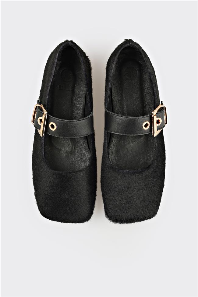 Siyah Deri Kadın Günlük Ayakkabı