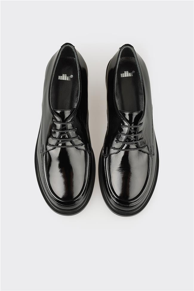 Siyah Deri Kadın Günlük Ayakkabı