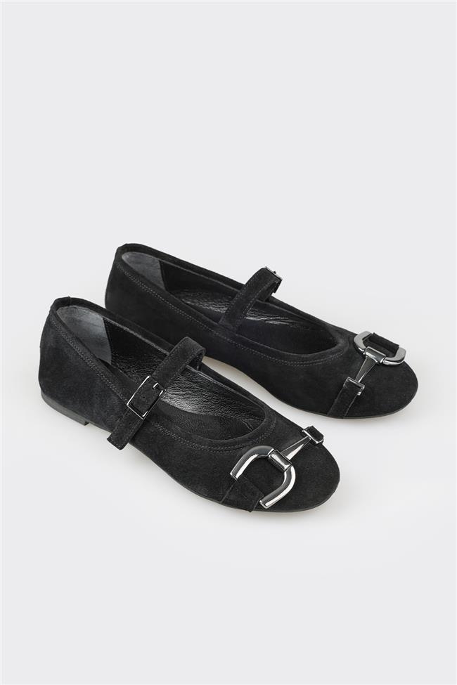 Siyah Deri Kadın Günlük Ayakkabı