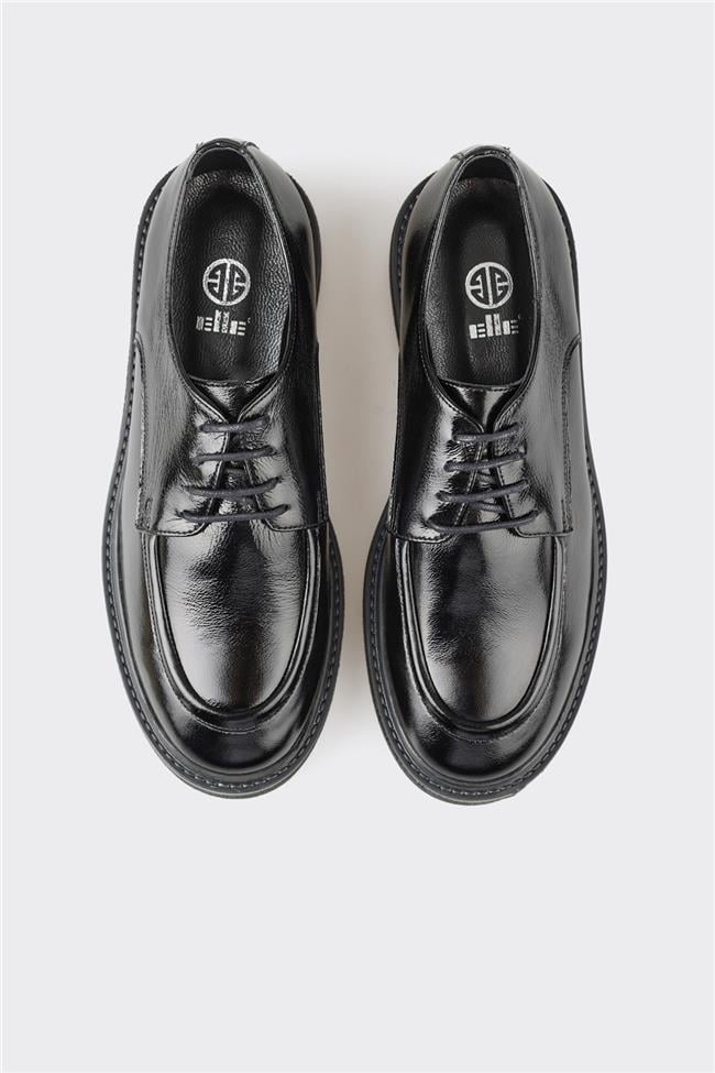 Siyah Deri Kadın Günlük Ayakkabı