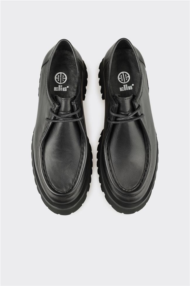 Siyah Deri Kadın Günlük Ayakkabı
