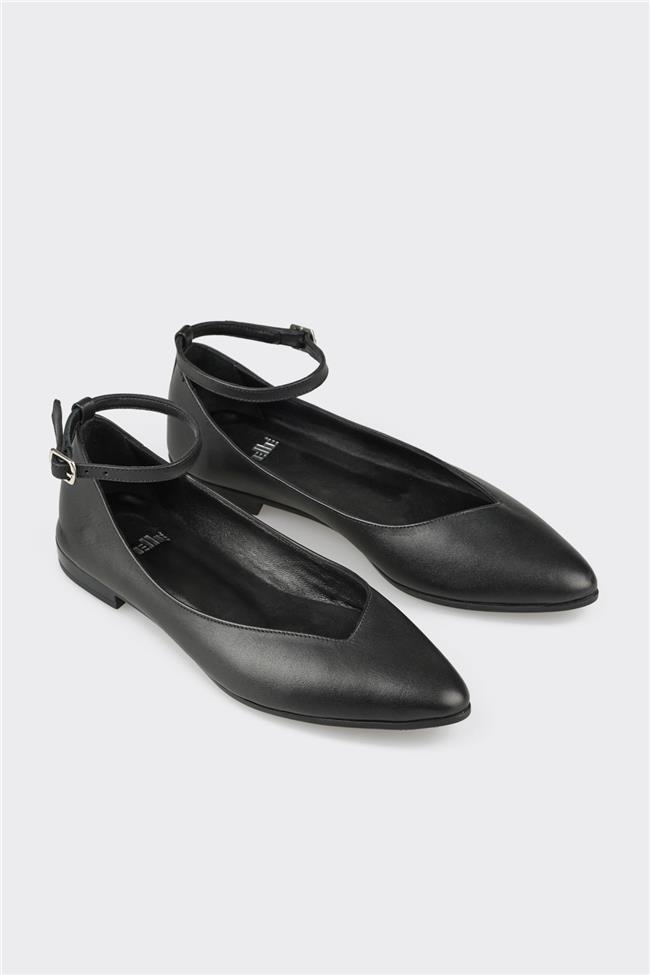 Siyah Deri Kadın Günlük Ayakkabı