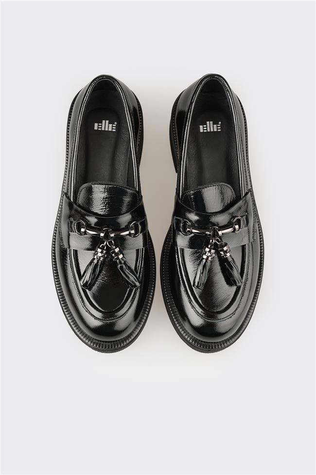 Siyah Deri Kadın Günlük Ayakkabı