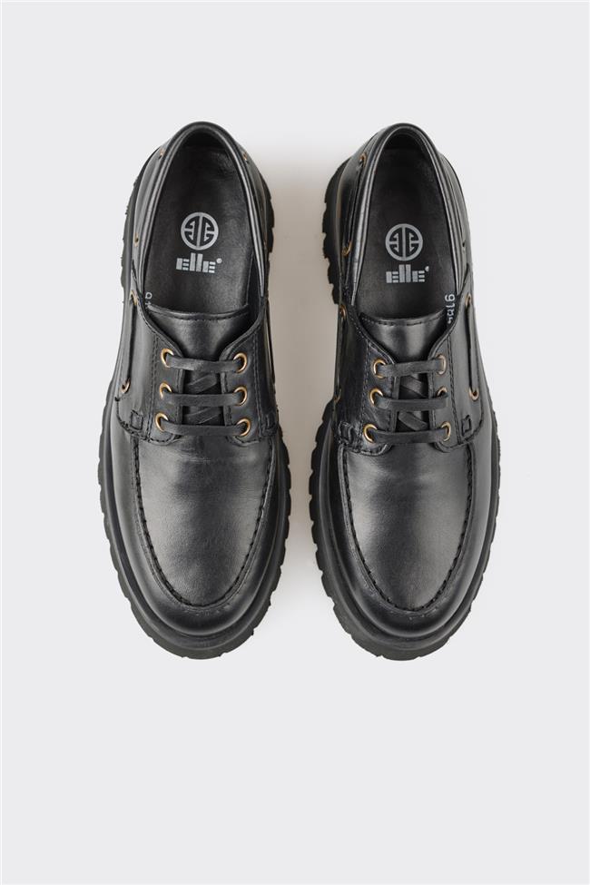 Siyah Deri Kadın Günlük Ayakkabı