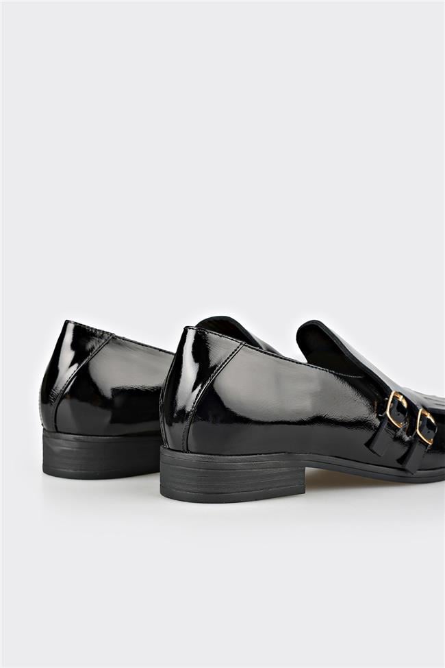 Siyah Deri Kadın Günlük Ayakkabı