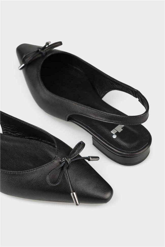 Siyah Deri Kadın Günlük Ayakkabı