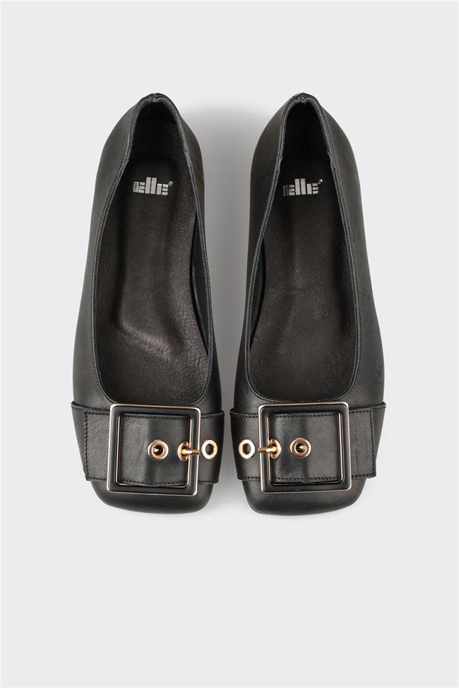 Siyah Deri Kadın Günlük Ayakkabı