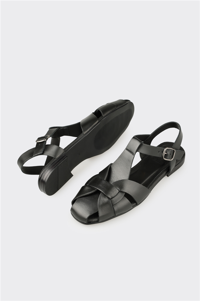 Siyah Deri Kadın Günlük Ayakkabı