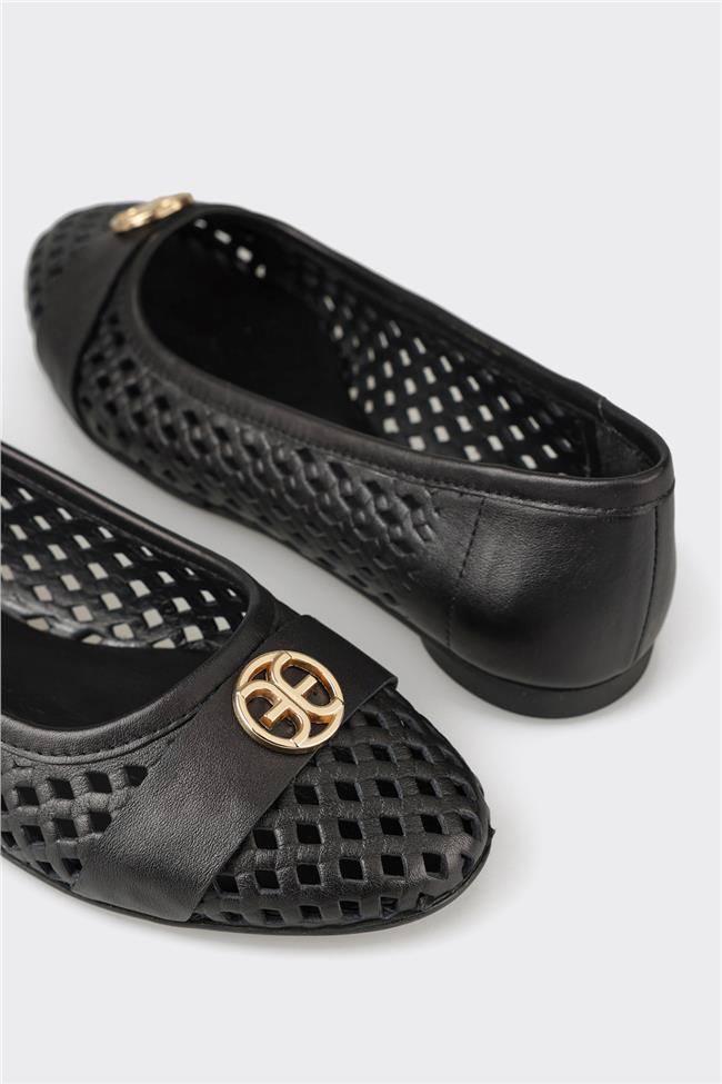 Siyah Deri Kadın Günlük Ayakkabı