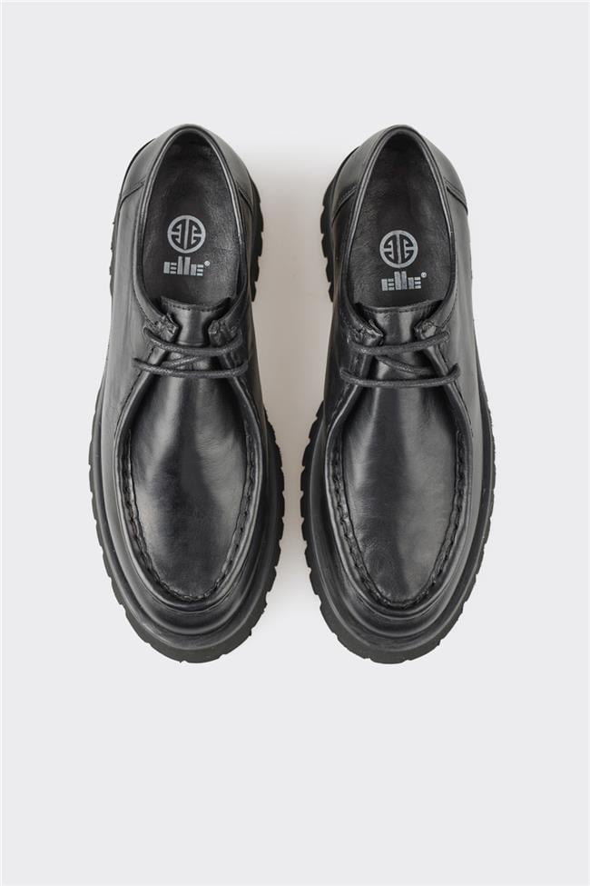 Siyah Deri Kadın Günlük Ayakkabı
