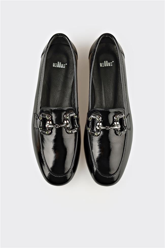 Siyah Deri Kadın Günlük Ayakkabı