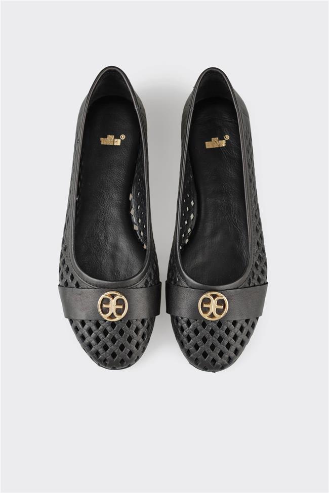 Siyah Deri Kadın Günlük Ayakkabı