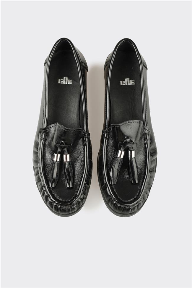 Siyah Deri Kadın Günlük Ayakkabı