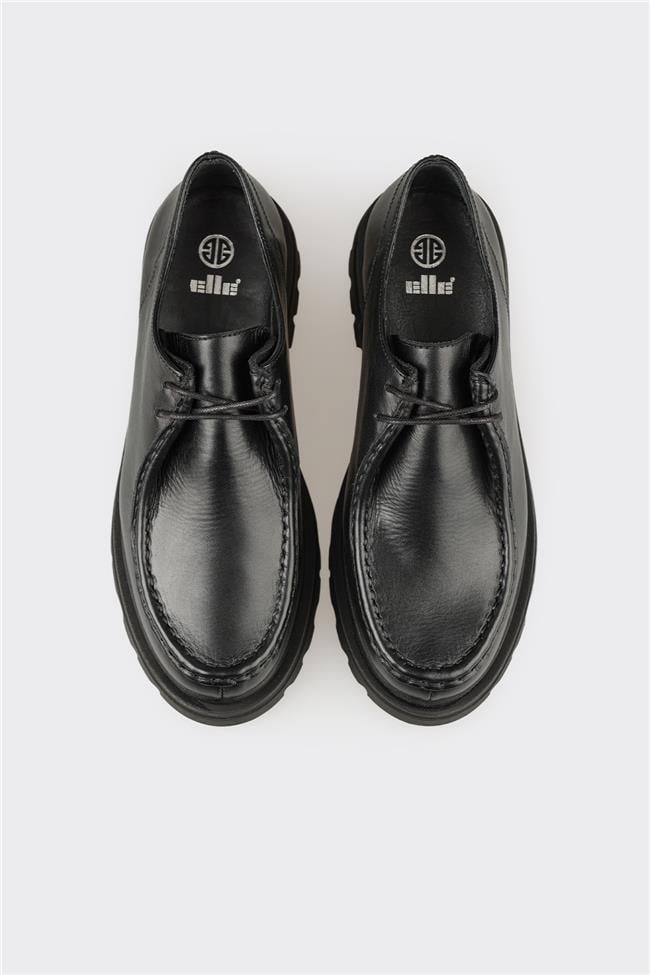 Siyah Deri Kadın Günlük Ayakkabı