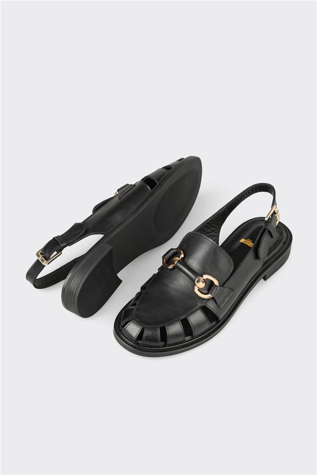 Siyah Deri Kadın Günlük Ayakkabı