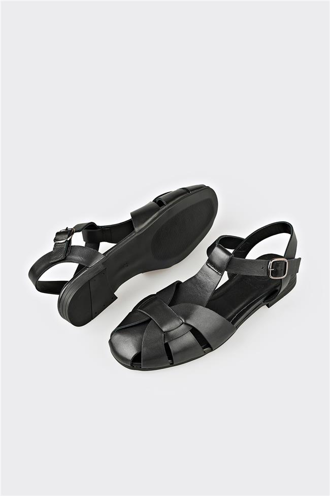 Siyah Deri Kadın Günlük Ayakkabı