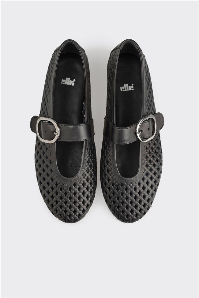 Siyah Deri Kadın Günlük Ayakkabı