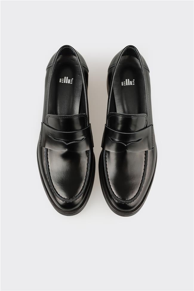 Siyah Deri Kadın Günlük Ayakkabı