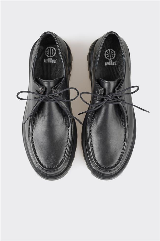 Siyah Deri Kadın Günlük Ayakkabı