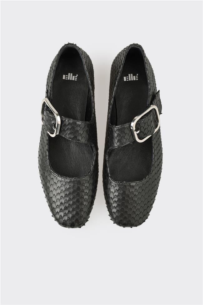 Siyah Deri Kadın Günlük Ayakkabı