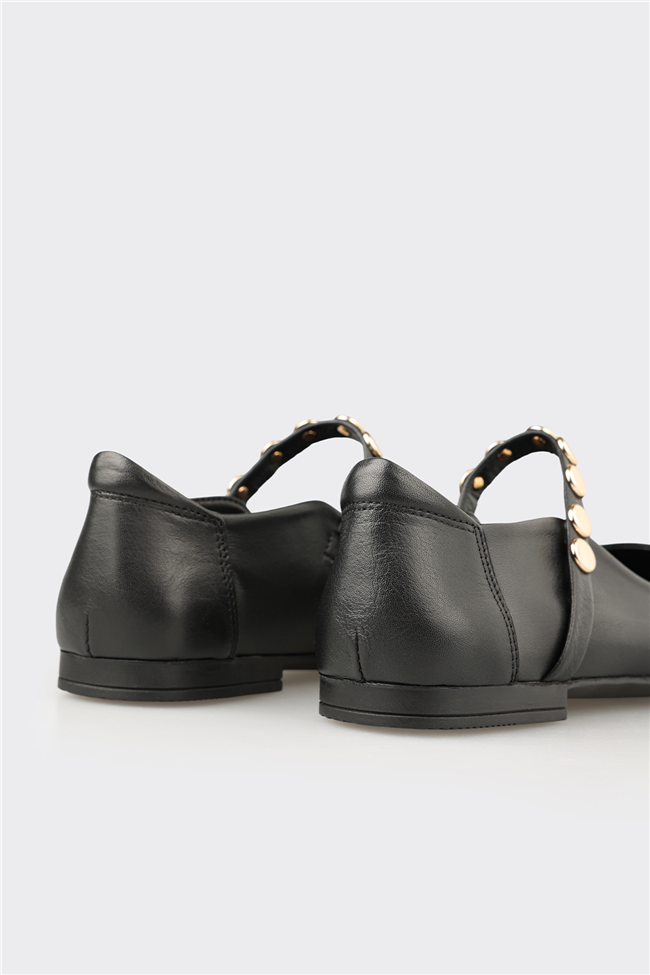 Siyah Deri Kadın Günlük Ayakkabı