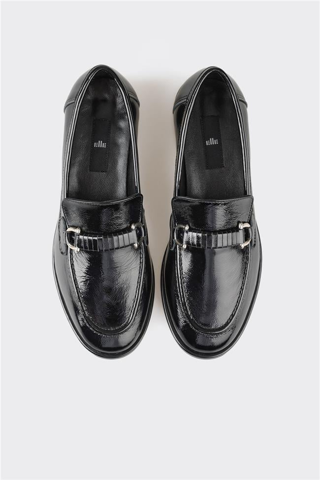 Siyah Deri Kadın Günlük Ayakkabı