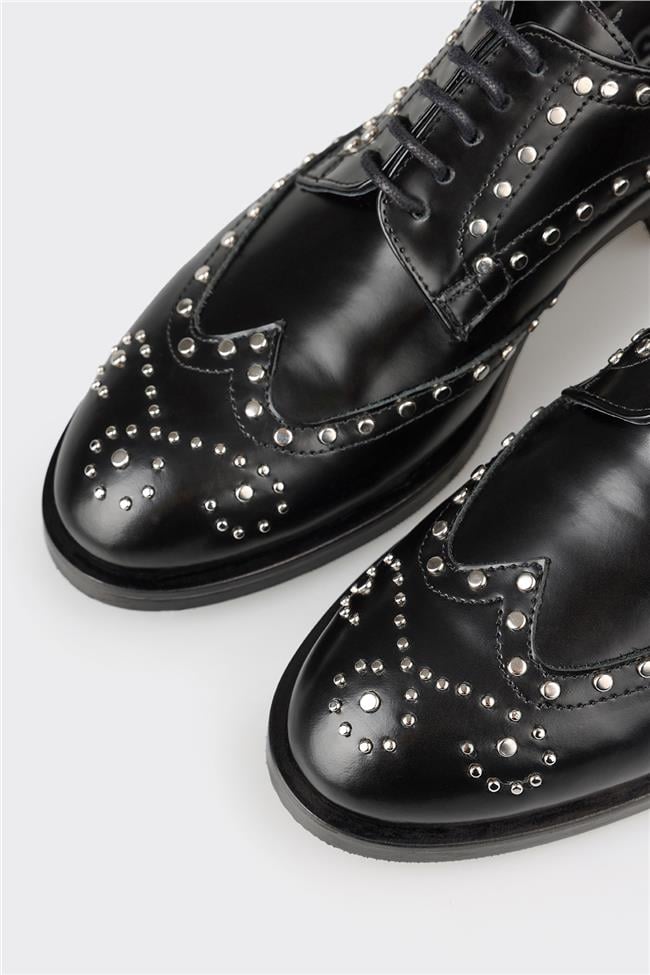 Siyah Deri Kadın Günlük Ayakkabı