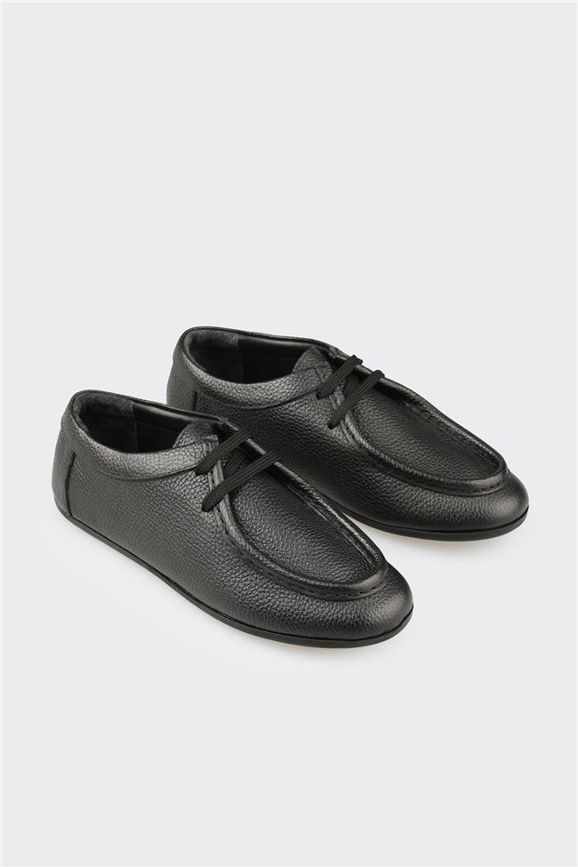 Siyah Deri Kadın Günlük Ayakkabı