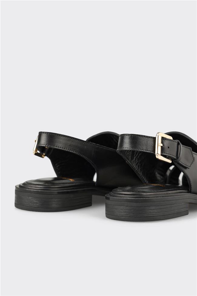 Siyah Deri Kadın Günlük Ayakkabı