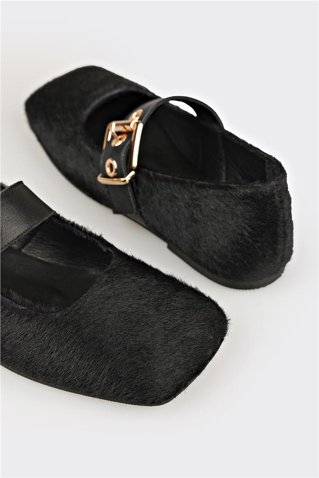 Siyah Deri Kadın Günlük Ayakkabı