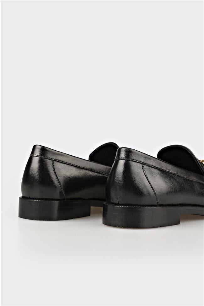 Siyah Deri Kadın Günlük Ayakkabı