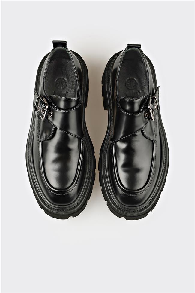 Siyah Deri Kadın Günlük Ayakkabı