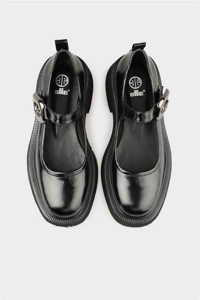 Siyah Deri Kadın Günlük Ayakkabı