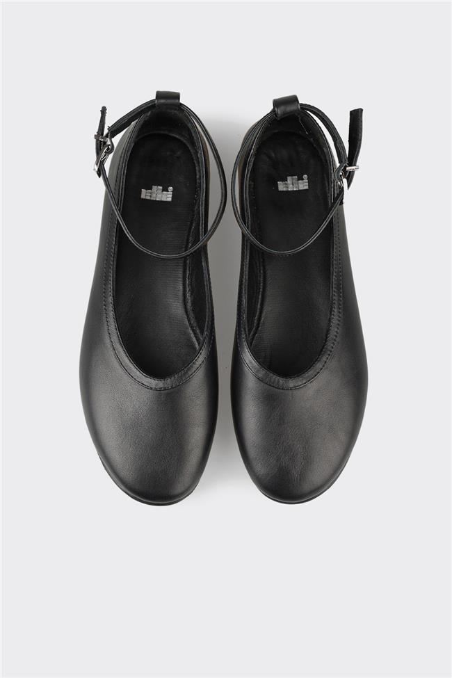 Siyah Deri Kadın Günlük Ayakkabı