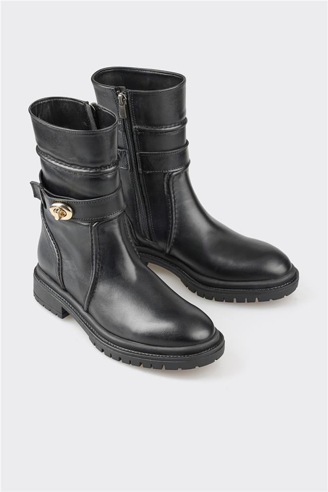 Siyah Deri Kadın Günlük Bot