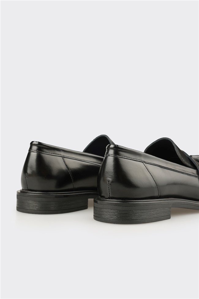 Siyah Deri Kadın Günlük Loafer