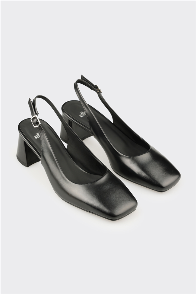 Siyah Deri Kadın Klasik Ayakkabı